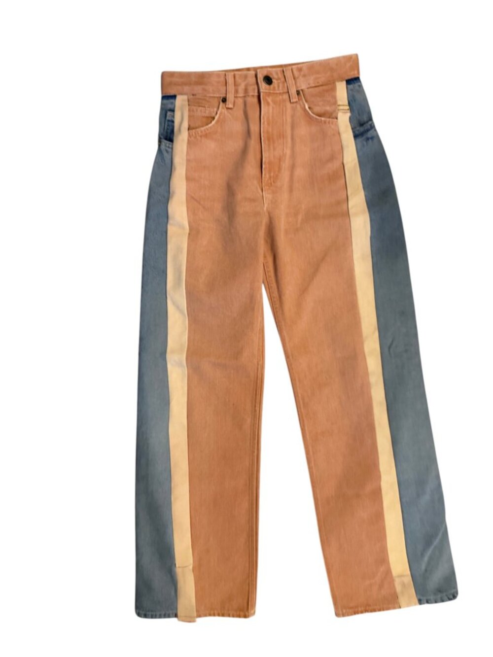 Custom Reworked Panel Denim Jeans — Multi-Tone — Wide Leg - Picture 7 of 9